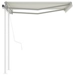 vidaXL Auvent rétractable automatique et poteaux 3x2 5 m Crème