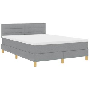 vidaXL Lit à ressort LED avec matelas Gris clair 140 x 190 cm tissu
