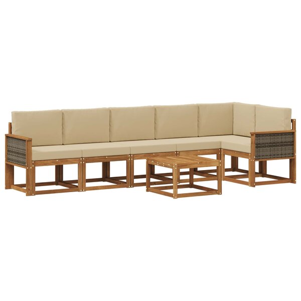 vidaXL Ensemble de canapés d'extérieur 7 Pièces Naturel et Beige
