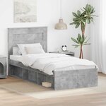 vidaXL Cadre de lit Gris Béton 100 x 200 cm Bois de pin massif