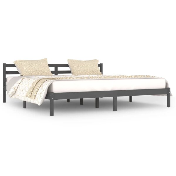 vidaXL Cadre de lit Bois massif de pin 200x200 cm Gris