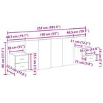 vidaXL Tête de lit avec armoire 3 Pièces Bois Ancien Bois d'ingénierie