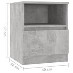 vidaXL Tables de chevet 2 Pièces Gris béton 40x40x50 cm Aggloméré
