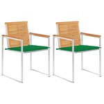 vidaXL Chaises de jardin avec coussins lot de 2 Teck solide et acier