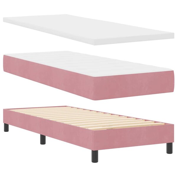 Lit boxspring vidaXL avec matelas rose 80x200 cm en velours