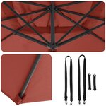 vidaXL Parasol Roma Rouge 286 x 285 x 265 cm Polyester et Aluminium