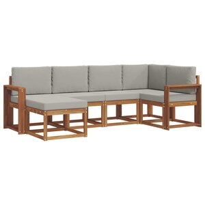 vidaXL Ensemble de canapés d'extérieur 6 Pièces Gris Naturel et Clair