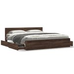 vidaXL Cadre de lit avec tête de lit chêne marron 200x200 cm