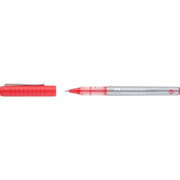 Faber-Castell Roller Free Ink Stylo à bille à encre liquide - Pointe conique 0 5 mm - Largeur de trait extra fine - Clip en métal - Couleur rouge