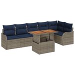 vidaXL Ensemble de canapé de jardin 7 Pièces Gris et bleu marine