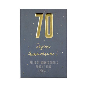 Carte  Anniversaire - 70 ans Joyeux Anniversaire ! Plein de bonnes choses