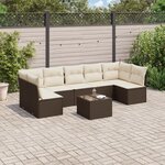 vidaXL Salon de jardin 8 Pièces avec coussins marron résine tressée
