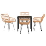 vidaXL Ensemble de jardin 5 pièces en poly rotin marron