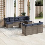 vidaXL Salon de jardin 11 Pièces avec coussins gris résine tressée