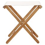 vidaXL Chaises pliables lot de 2 Bois teck solide et tissu Blanc crème