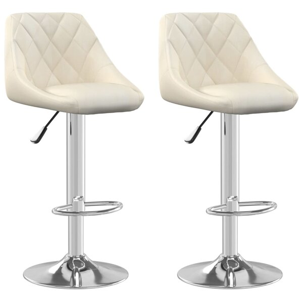 vidaXL Tabourets de bar lot de 2 crème velours