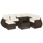 vidaXL Salon de jardin 8 Pièces avec coussins marron résine tressée