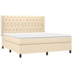 vidaXL Sommier à lattes de lit matelas et LED Crème 160x200 cm Tissu