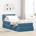 vidaXL Lit de Rangement avec matelas Bleu foncé 100 x 200 cm Velours
