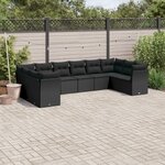 vidaXL Salon de jardin 10 Pièces avec coussins noir résine tressée