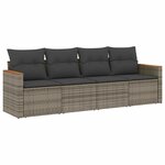 vidaXL Salon de jardin 4 Pièces avec coussins gris résine tressée