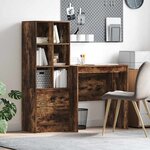 vidaXL Bureau avec rangement 2 Pièces Chêne fumé 70 x 50 x 76 cm