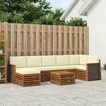 vidaXL Ensemble de canapés d'extérieur 7 pc Naturel et Crème