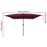 vidaXL Parasol de jardin Rouge  Noir 295 x 295 x 245 cm