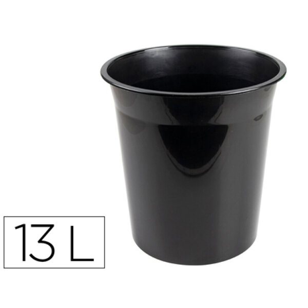 Corbeille papier q-connect plastique resistant 13l       275x285mm coloris noir opaque
