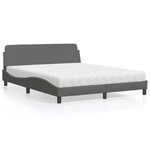 vidaXL Lit avec matelas Dover gris foncé 160x200 cm tissu