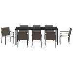 Set de jardin 9 pièces avec coussins en rotin marron
