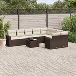 vidaXL Salon de jardin 10 Pièces avec coussins marron résine tressée