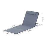 Lot de 2 tapis de plage rembourré - matelas de plage - nattes de plage - dossier inclinable multi-positions - sac transport inclus - métal polyester PE gris