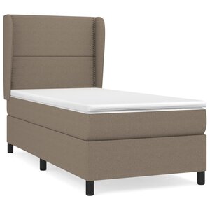 vidaXL Sommier à lattes de lit avec matelas Taupe 90x200 cm Tissu