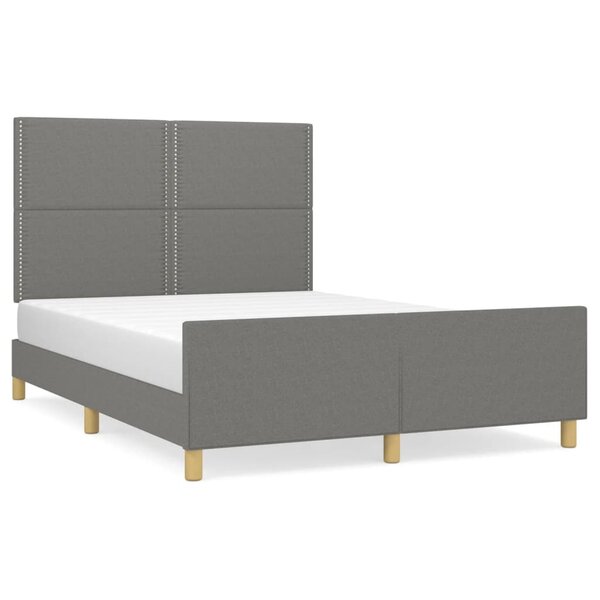 vidaXL Cadre de lit sans matelas gris foncé 140x190 cm tissu