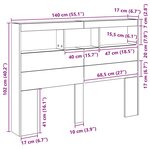 vidaXL Armoire tête de lit avec LED chêne noir 140x17x102 cm