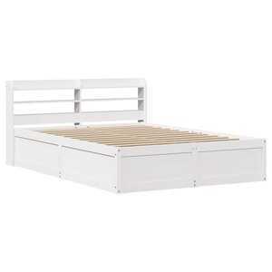 vidaXL Cadre de lit et tête de lit blanc 140x190 cm bois de pin massif
