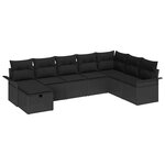 vidaXL Ensemble de canapé de jardin avec coussin 8 Pièces Noir Poly rotin