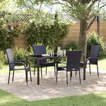 vidaXL Ensemble de salle à manger pour jardin 5 Pièces Noir Poly rotin