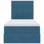 vidaXL Lit de rangement LED avec matelas Bleu foncé 90 x 200 cm