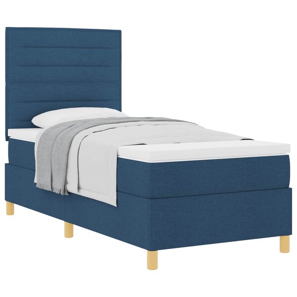 vidaXL Lit à ressorts avec matelas Bleu 90 x 200 cm tissu