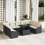 vidaXL Ensemble de canapé de jardin avec coussin 10 Pièces Noir et crème