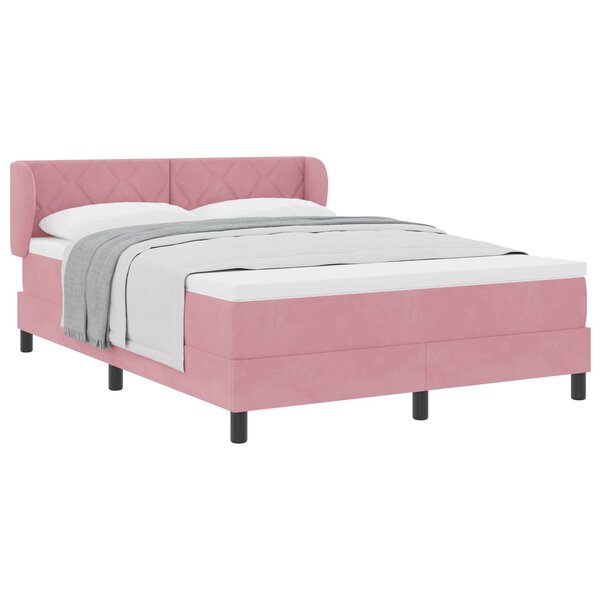 vidaXL Lit à ressorts avec tête de lit Rose 160 x 200 cm Velours
