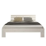 Lit double 140x200 matelas et sommier à lattes blanc
