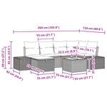 vidaXL Canapé de jardin 7 pièces avec coussins gris en poly rattan
