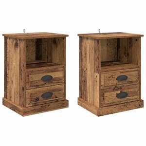 vidaXL Cabinet de chevet avec tiroir 2 Pièces Bois ancien 43 x 36 x 60 cm