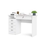 STUDENT Bureau 5 tiroirs - Décor blanc - L 109,3 x P 48,5 x H 75,6 cm