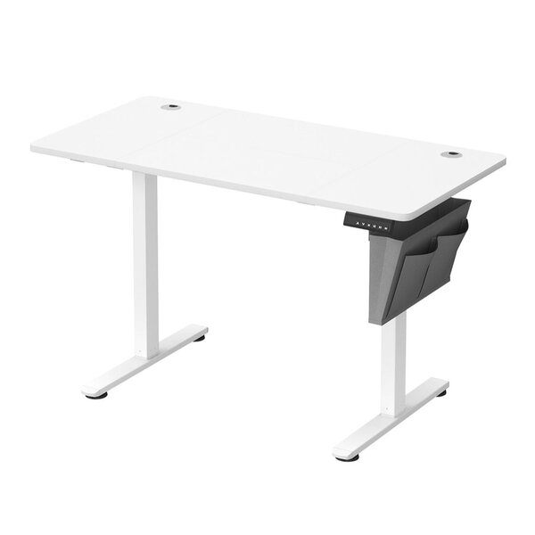 Bureau électrique assis-debout bureau réglable en hauteur 60 x 120 x (72-120) cm 4 hauteurs mémorisables pochette de rangement pour bureau blanc 12_0004572