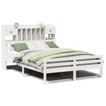 vidaXL Lit bibliothèque sans matelas blanc 160x200 cm bois pin massif