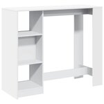 vidaXL Table de bar et étagère blanc 124x46x103 5 cm bois d'ingénierie
